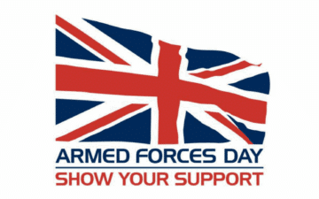 rmed Forces Day logo with a stylised Union Jack and the message “Show Your Support”