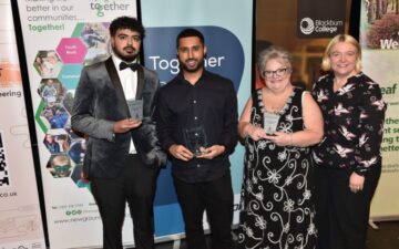 Community Volunteer Award winners from Blackburn with Darwen holding trophies at the 2024 celebration event