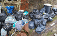 Bin bags dumped in Blackburn back alley during waste enforcement investigation