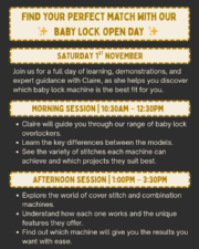 Find your perfect match with our baby lock open day - 1