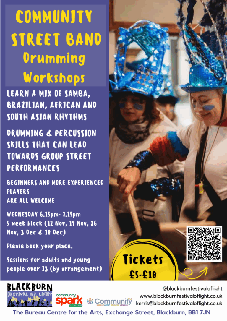 Community Street Drumming - Blackburn Festival Street Band Poster Nov 2025