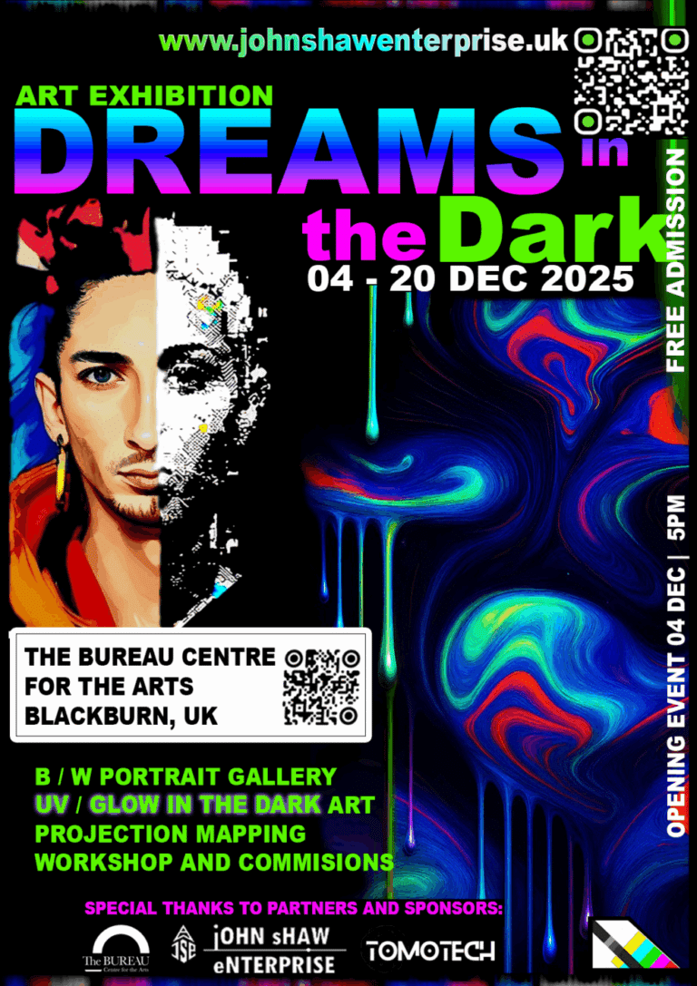 Exhibition Open Night  - Photography & Projection Mapping by John Shaw  - poster v6 LIVE