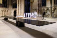 The Fenland Black Oak Table on display inside Blackburn Cathedral