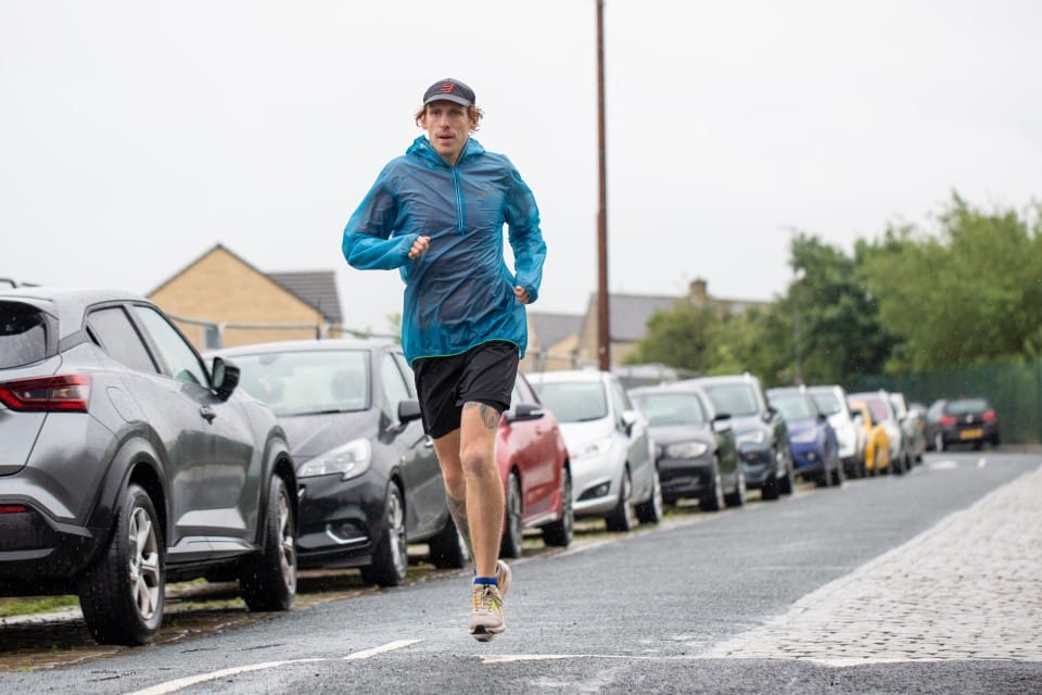 Man running on a road