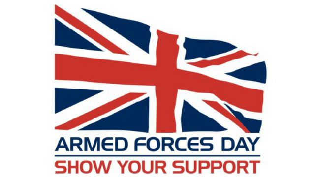 rmed Forces Day logo with a stylised Union Jack and the message “Show Your Support”